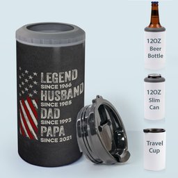 Legend, Husband, Dad And Grandpa - Personalized Can Cooler – view 3