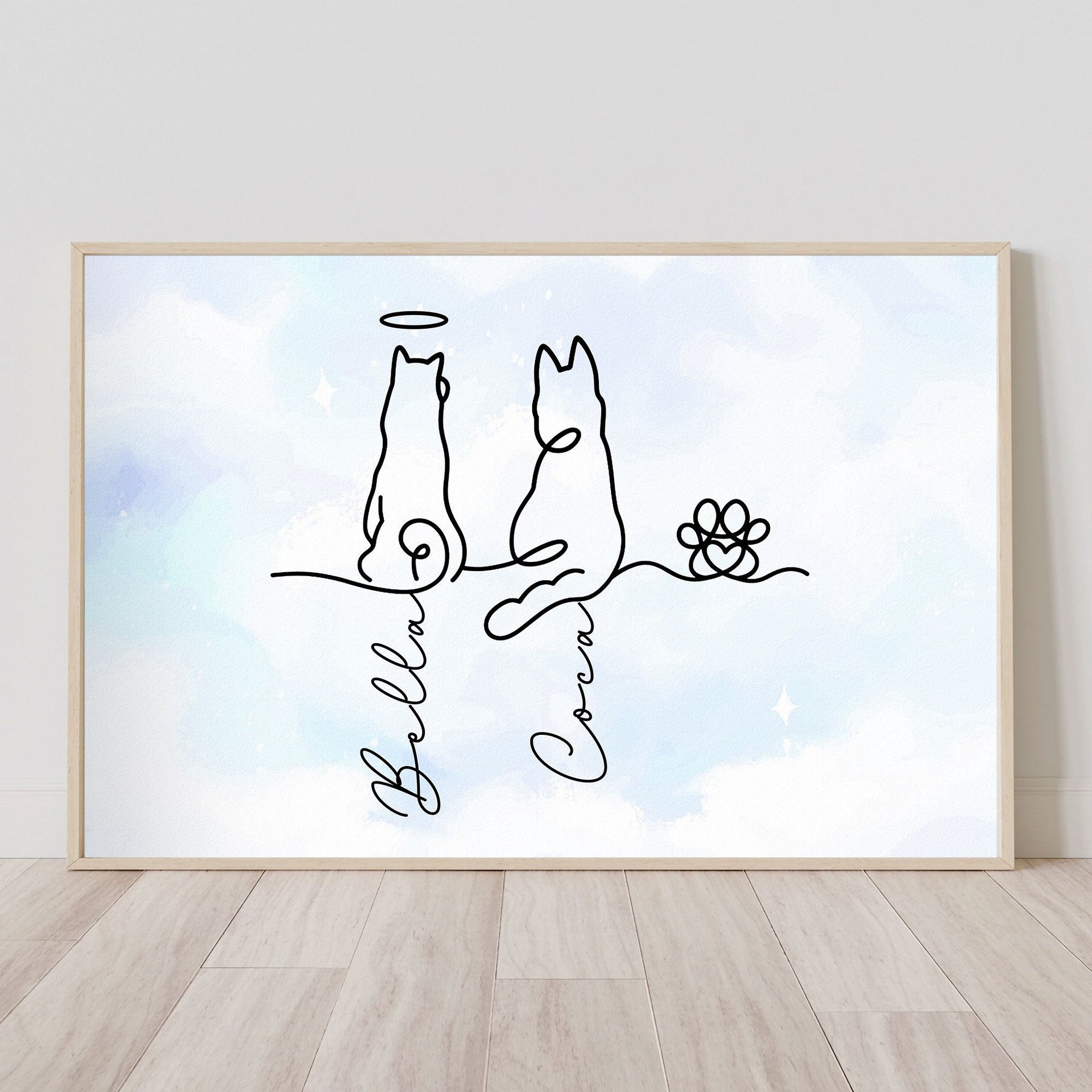 Dog Line Art Gift For Dog Lovers - Personalized Poster