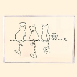 Cat Line Art Gift For Cat Lovers - Personalized Acrylic Plaque – view 5