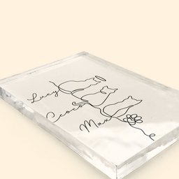 Cat Line Art Gift For Cat Lovers - Personalized Acrylic Plaque – view 4