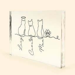 Cat Line Art Gift For Cat Lovers - Personalized Acrylic Plaque – view 3