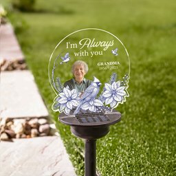 Toile De Jouy Style Memorial I'm Always With You - Personalized Photo Solar Light – view 4