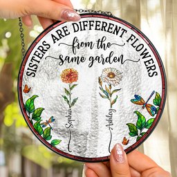 Flowers From Same Garden - Personalized Stained Glass Window Hanging Suncatcher – view 2
