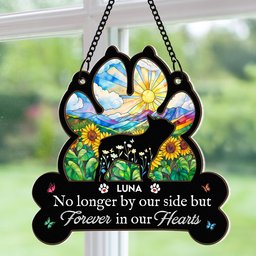 You Left Paw Prints Forever On Our Hearts - Personalized Window Hanging Suncatcher Ornament – view 3