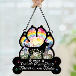 You Left Paw Prints Forever On Our Hearts - Personalized Window Hanging Suncatcher Ornament – view 2