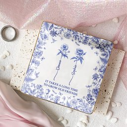 It Takes A Long Time To Grow An Old Friend, Bestie Toile De Jouy - Personalized Jewelry Dish, Gift For Friend – view 2