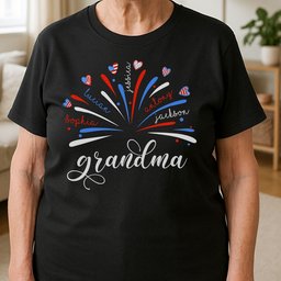 Proud Grandma And Kids Firework 4Th Of July - Personalized Shirt – view 2