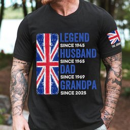 Legend, Husband, Dad And Grandpa - UK Flag Version - Personalized Shirt – view 3
