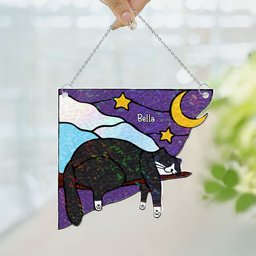 Cat Sleeping - Personalized Window Corner Suncatcher – view 4