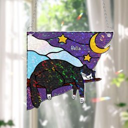 Cat Sleeping - Personalized Window Corner Suncatcher – view 2