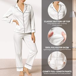 I Love My Husband, Gift For Her, Anniversary Gift - Personalized Satin Pajama Set – view 4