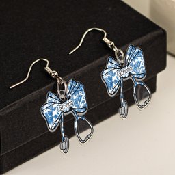 Nurse Stethoscope Bow Coquette Ribbon Nursing Gift - Personalized Acrylic Earrings – view 4
