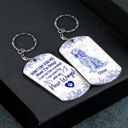 Dog Memorial Gift Toile De Jouy Don't Cry For Me Mom - Personalized Keychain – view 3