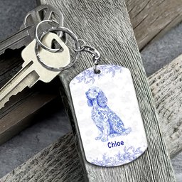Dog Memorial Gift Toile De Jouy Don't Cry For Me Mom - Personalized Keychain – view 4