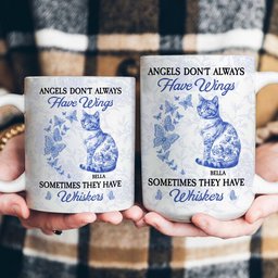 Angels Don't Always Have Wings Cat Toile De Jouy Style - Personalized Mug – view 4