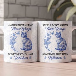 Angels Don't Always Have Wings Cat Toile De Jouy Style - Personalized Mug – view 2