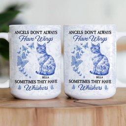 Angels Don't Always Have Wings Cat Toile De Jouy Style - Personalized Mug – view 3