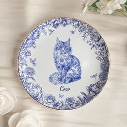 Cat Lover Toile De Jouy Style - Personalized Jewelry Dish