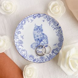 Cat Lover Toile De Jouy Style - Personalized Jewelry Dish – view 3