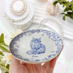 Cat Lover Toile De Jouy Style - Personalized Jewelry Dish – view 2