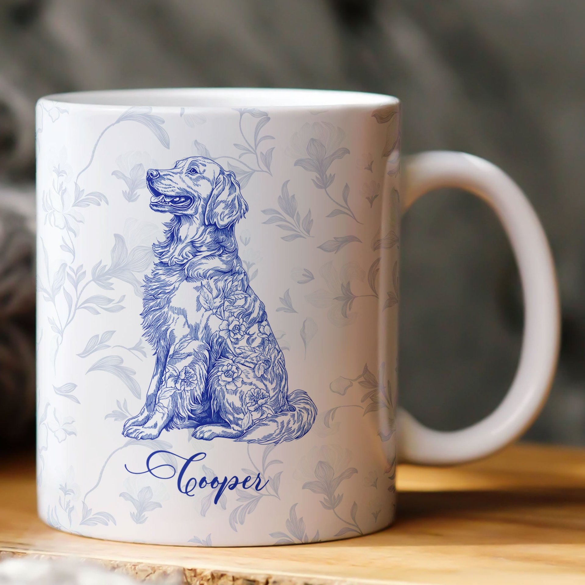 Dog Lover French Style Gift Toile De Jouy Chinoiseries - Personalized Mug
