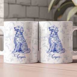 Dog Lover French Style Gift Toile De Jouy Chinoiseries - Personalized Mug – view 2