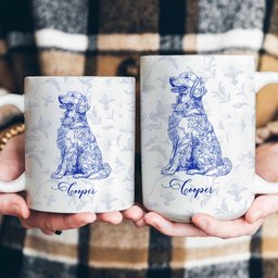 Dog Lover French Style Gift Toile De Jouy Chinoiseries - Personalized Mug – view 4