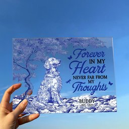 Dog Memorial Forever In My Heart Toile De Jouy Style - Personalized Acrylic Plaque – view 2
