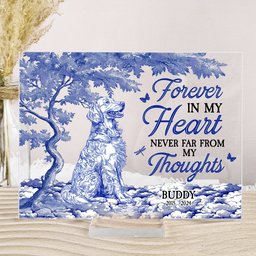 Dog Memorial Forever In My Heart Toile De Jouy Style - Personalized Acrylic Plaque