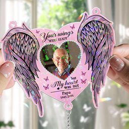 Memorial Gift Your Wings Were Readly - Personalized Acrylic Suncatcher With Crystal Ball Prism – view 5
