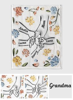 Mom's Love Hands Holding Pastel Floral - Personalized Mother Blanket – view 7