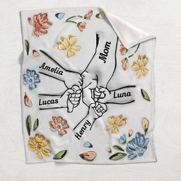 Mom's Love Hands Holding Pastel Floral - Personalized Mother Blanket – view 4