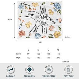 Mom's Love Hands Holding Pastel Floral - Personalized Mother Blanket – view 5