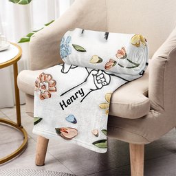 Mom's Love Hands Holding Pastel Floral - Personalized Mother Blanket – view 3