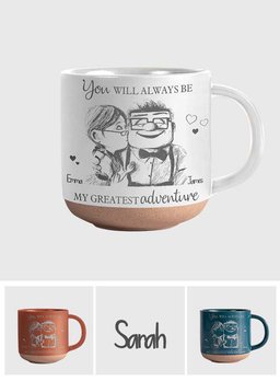 Carl and Elli - Personalized Mouse Engraved Pottery Mug – view 7