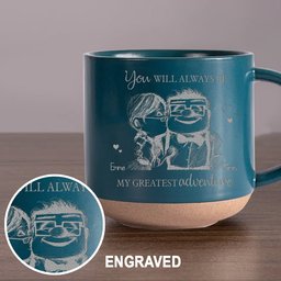 Carl and Elli - Personalized Mouse Engraved Pottery Mug – view 5