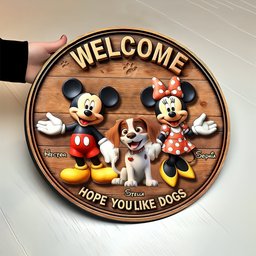 Welcome Hope You Like Dogs - Personalized Dog Round Wood Sign – view 4