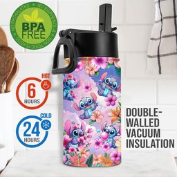 Blue Ohana Alphabet Letter Custom Name - Personalized Ohana Kids Water Bottle – view 4