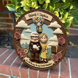 You Are My Greatest Adventure - Personalized Couple Round Wood Sign – view 2