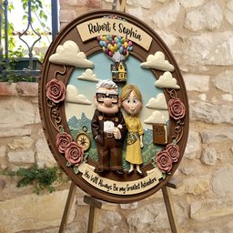 You Are My Greatest Adventure - Personalized Couple Round Wood Sign – view 3