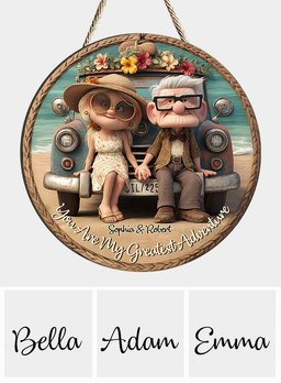 Summer Vibe You Are My Greatest Adventure - Personalized Couple Round Wood Sign – view 6