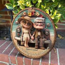 Summer Vibe You Are My Greatest Adventure - Personalized Couple Round Wood Sign – view 2