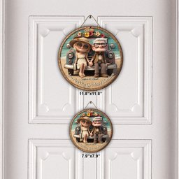 Summer Vibe You Are My Greatest Adventure - Personalized Couple Round Wood Sign – view 5