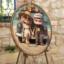 Summer Vibe You Are My Greatest Adventure - Personalized Couple Round Wood Sign – view 3