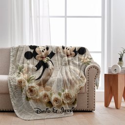 Happy Anniversary Mouse Couple - Personalized Mouse Blanket – view 2