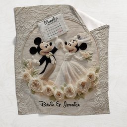 Happy Anniversary Mouse Couple - Personalized Mouse Blanket – view 4