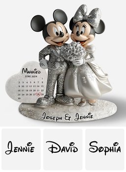 Married Wedding Couple Mouse Calendar - Personalized Mouse Custom Shaped Acrylic Plaque – view 7