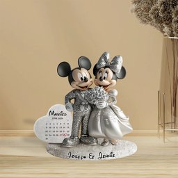 Married Wedding Couple Mouse Calendar - Personalized Mouse Custom Shaped Acrylic Plaque – view 3