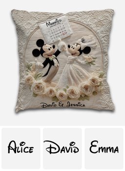 Happy Anniversary Mouse Couple - Personalized Mouse Throw Pillow – view 6