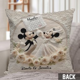 Happy Anniversary Mouse Couple - Personalized Mouse Throw Pillow – view 3